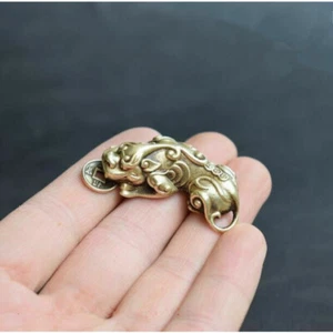 Chinese Old antique Bronze Brass Fengshui Lion God Beast Pixiu Amulet pendant - Picture 1 of 8
