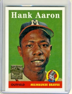 1999 Topps Hank Aaron Numbered Commemorative Reprint 5 of 23 1958 Milwaukee - Bild 1 von 2