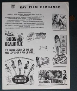 1953 Miss Body Beautiful Risque Drive-In movie theatre window poster flyer RARE- - Picture 1 of 1