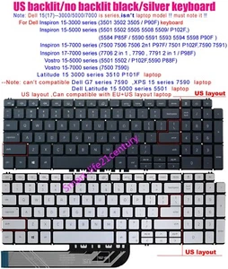 New US Keyboard for Dell Inspiron 17-7790 7706 2n1 7791 2n1 P98F 15-7501 laptop - Imagen 1 de 5