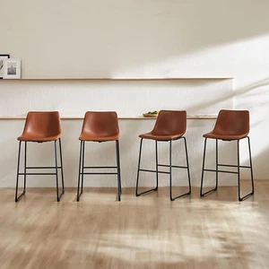 30 Inch Counter Height Bar Stools Set of 4, Modern Faux Leather High Barstools w - Picture 1 of 6