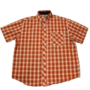 CE Schmidt Workwear Plaid Button Down Shirt Short Sleeve Orange White Black XL - Picture 1 of 21