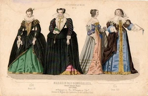 Stampa antica moda ABITI 500 Enrico IV Luigi 1866 Old Print Fashion Engraving - Picture 1 of 1