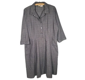 Vtg 60s Plaid Shirtwaist Dress Plus Size 22 1/2 24 Xxl Retro Cotton wBelt Rare - Picture 1 of 16