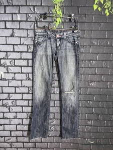 Armani Exchange Size 4 Low Rise Distressed Dark Wash Stretchy Denim Jeans - Picture 1 of 9