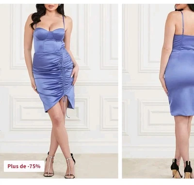 Marciano by Guess sz 6 GENNA DRESS ZEN INDIGO Satin Corset Bustier $240 - Image 1 of 4