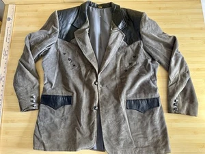 Vintage Pioneer Wear Mens Blazer Jacket 48 Corduroy Leather Western Sports Coat - Picture 1 of 5