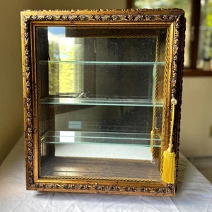 Vintage Italian Creazioni Artistiche Ornate Gold Gilt Wall Curio Display Case - Picture 1 of 9