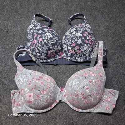 Lote de 2 Sujetadores Cacique Talla 42 Copa C Estampado Floral Ligeramente Forrados Camiseta y Boost Foto 1 de 4
