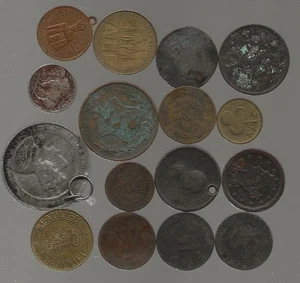 old worn /damaged medallions /tokens / coins x 16 - Picture 1 of 1