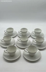 Rosenthal Germany White Porcelain Set of 8 Teacups & Saucers "Romance" - Picture 1 of 10