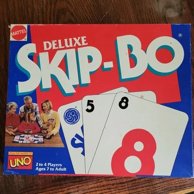 Vintage 1992 Uno Skip-Bo Deluxe Card Game Mattel Makers of Uno 100% Complete  - Image 1 of 4