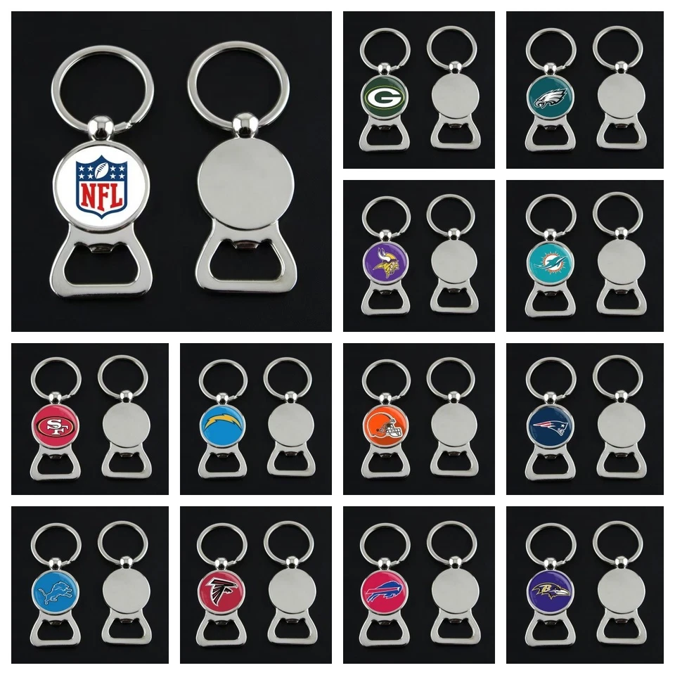 Bottle Opener Key Tag Keychain Key Ring keychain NFL Football - Image 1 of 3
