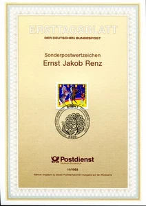 1992 Germany. Ernst Renz Circus Director SG2446 FDC Ersttagsblatt 11/1992 Horses - Picture 1 of 1