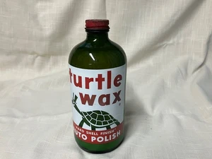 Vintage Turtle Wax Bottle ULTRA Rare 1954 Green Glass Excellent First Edition! - Picture 1 of 8