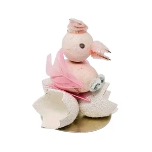 Vintage Spun Cotton Easter Chick Mica Glitter Eggs Spring Pink Japan RARE - Picture 1 of 11