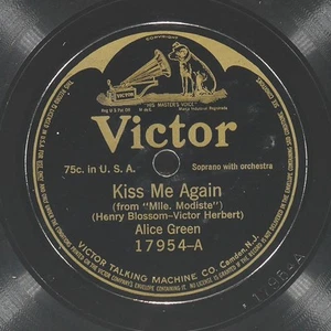 ALICE GREEN Kiss Me Again / Rackety Coo! VICTOR 17954 VG 78 1916 Vocal 10" Pop - Bild 1 von 4