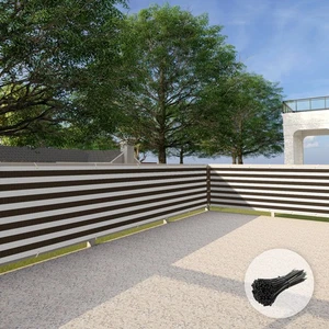 3ft Balcony Deck Privacy Screen Fence Screen for Railing Porch Brown White Strip - Picture 1 of 7