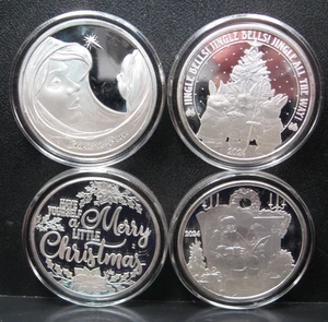 4 rondas de plata NAVIDAD 1 oz troy .999. En cápsulas. #113 - Imagen 1 de 12