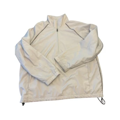 Pulôver de golfe IZOD 1/4 zíper jaqueta corta-vento masculina tamanho G creme manga longa - Imagem 1 de 4