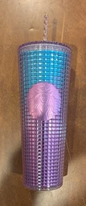 Starbucks  "Pink / Aqua Hologram Squares" Tumbler - 24 Oz - New - Picture 1 of 3