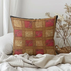 19" Gobelin Patchwork Kissenbezüge Indische Handarbeit Perlen Kissenbezug Dekor - Bild 1 von 9