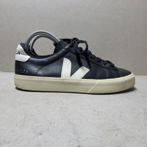 VEJA CAMPO WOMEN'S LEATHER WHITE/BLACK TRAINERS SIZE UK7 EU40 - Picture 1 of 11