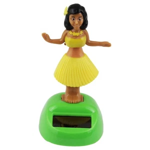 Armaturenbrett Wackelfigur Hula gelb Frau Solar Hawaiian Hula Girl tanzend - Picture 1 of 5