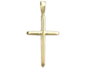 14K Gold 20MM Beveled Cross Pendant Slide - Imagen 1 de 6