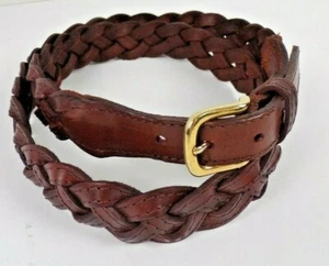 Cinturón de vestir trenzado argentino para hombre 40" cuero marrón anillo en D hebilla tono dorado - Imagen 1 de 7