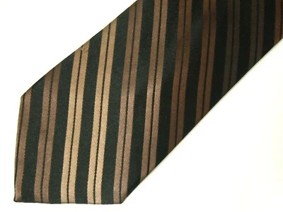 Vtg Covington Mens Necktie Tie Black Brown Striped Silk 59" - Image 1 of 4