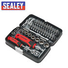 Sealey Socket & Bit Set 38pc 1/4"Sq Drive In Storage Case AK8945