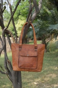 Nuevo bolso de hombro de mujer de cuero marrón auténtico vintage Messenger - Imagen 1 de 6