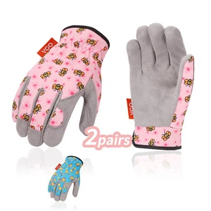 Vgo 2Pairs Kids Microfiber Gardening, Lawning, Working Gloves (KID-MF7362) - Picture 1 of 7