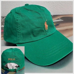 POLO RALPH LAUREN MENS ICONIC PONY TWILL COTTON STRAP-BACK GREEN HAT:OSFA - Picture 1 of 7