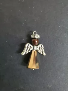C.A. Ciondolo Angelo Placcato Argento 1,25" con Cristallo e Perla Swarovski (CA66) - Foto 1 di 2