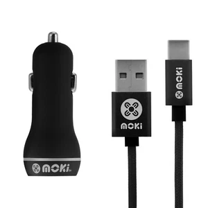 Moki 90cm Braided Type-C to USB Sync/Charge Cable w/ 3.4A Car Charger f/ Tablets - Picture 1 of 1