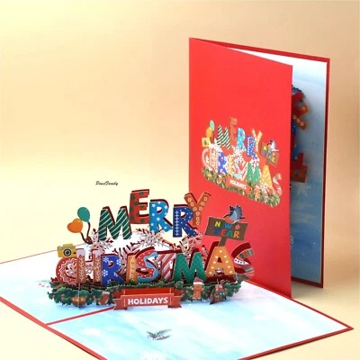 PINESFAMILY B01-3D Pop Up Christmas Greeting Card