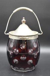 Cubo de hielo rojo rubí con carcasa de peltre checo/bohemio cortado a limpiar cubo de hielo de 8 - Imagen 1 de 9