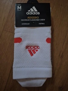 BRAND NEW! ADIDAS ADIZERO CUSHIONED CREW SOCK, MEN'S MEDIUM, WHITE & ORANGE! - Picture 1 of 6