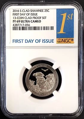2016 S Proof Shawnee Quarter, NGC graded PF 69 Ultra Cameo, First Day of Issue! - Image 1 of 4