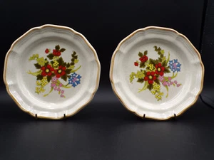 2 Mikasa Garden Club "A Basket Wildflowers" Luncheon Plates  EC403 Japan C25 - Picture 1 of 7