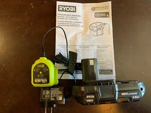 RYOBI 18V BATTERY 1.5Ah & CHARGER (compact) P119 / PBP002, NEW! open box ONE+ - Picture 1 of 6