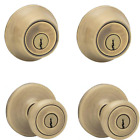 Tylo Antique Brass Exterior Entry Door Knob and Single Cylinder Deadbolt Project