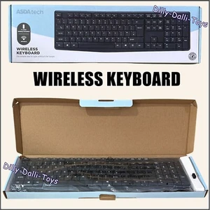 Black Slim Wireless Keyboard 2.4 GHz Connectivity With Nano USB Receiver NEW - Picture 1 of 12