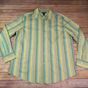 INC International Concepts XXL Striped Button Front Long Sleeve Shirt - Picture 1 of 6