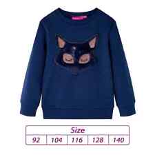 Kids' Sweatshirt with Furry Long Sleeves Pullover Top Fox Design Navy Blue vidaX