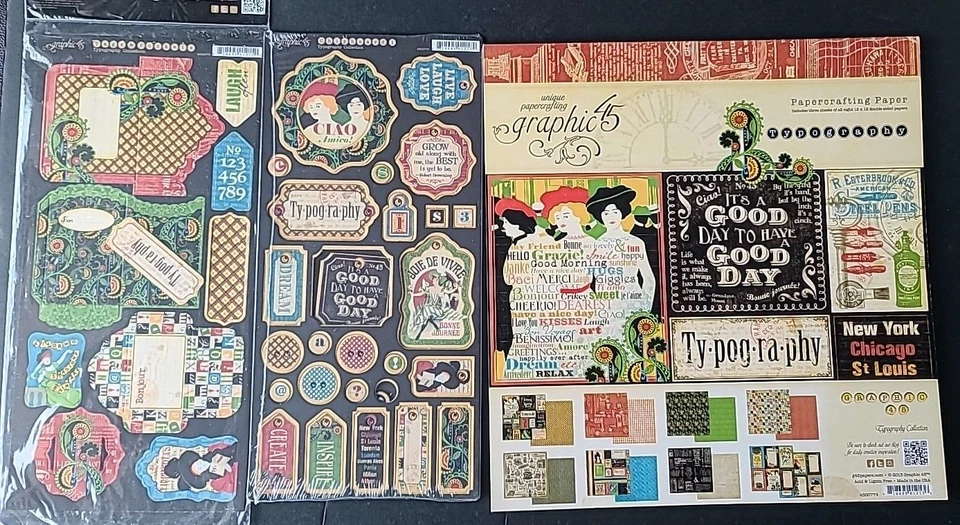 Graphic 45 Typography 12x12 Scrapbook Craft Paper Pad 2013 G45