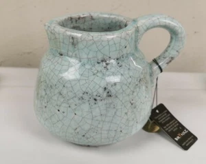 Krug Henkel  S bauchig shabby style Deco antik Türkis craquele Keramik Brynxz - Bild 1 von 5