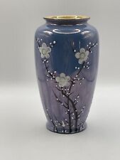 Nippon 1920s Blue Moriage Lusterware Cherry Blossom 6 Inch Vase Japan